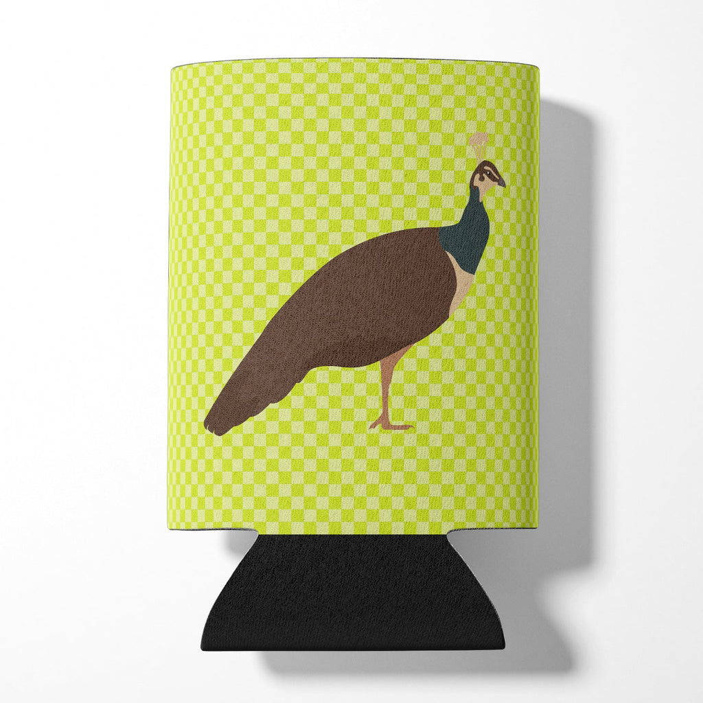 Indian Peahen Peafowl Green Can or Bottle Hugger Cooler Sleeve for Standard 12 oz Cans, Insulated Foam Beer & Soda Can Hugger Reusable
