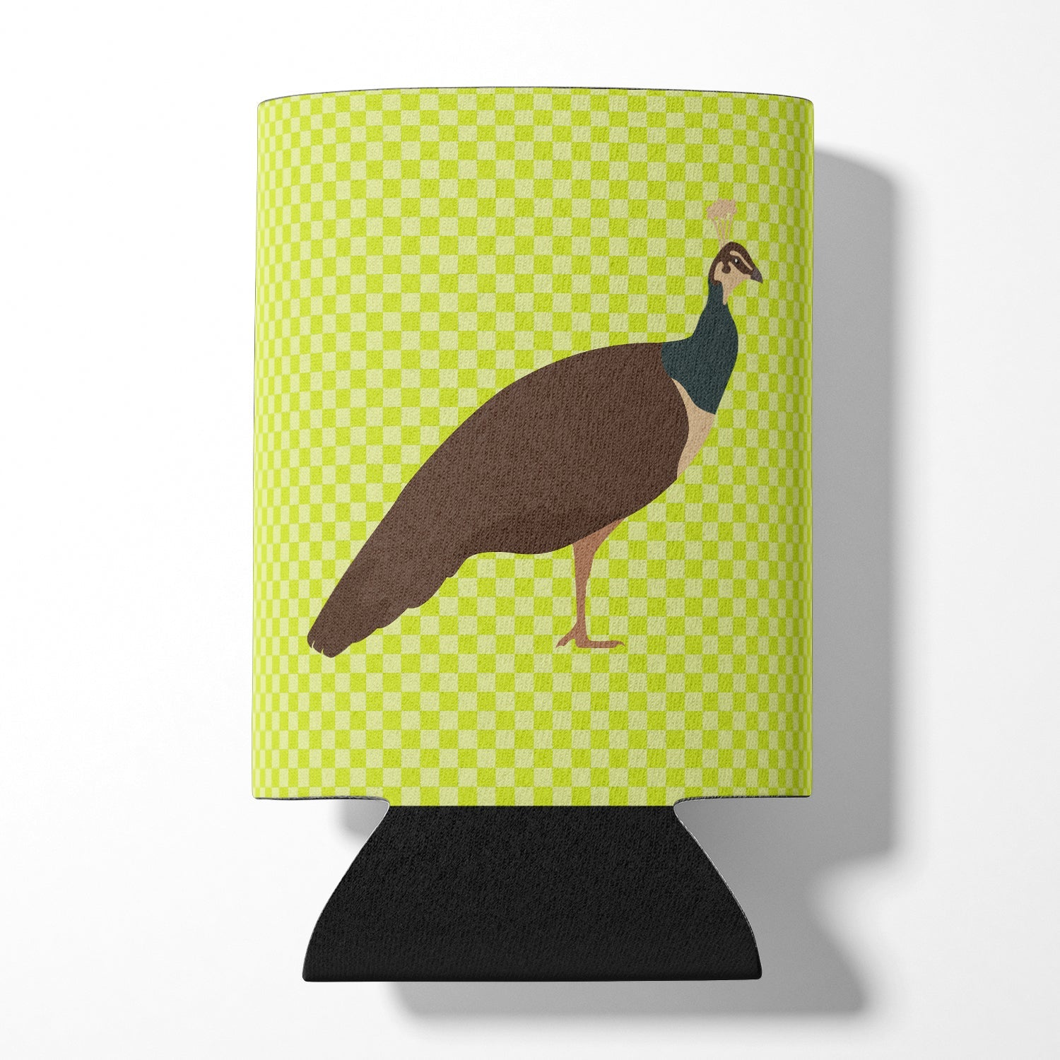 Indian Peahen Peafowl Green Can or Bottle Hugger Cooler Sleeve for Standard 12 oz Cans, Insulated Foam Beer & Soda Can Hugger Reusable