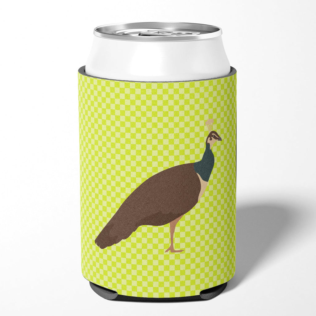 Indian Peahen Peafowl Green Can or Bottle Hugger Cooler Sleeve for Standard 12 oz Cans, Insulated Foam Beer & Soda Can Hugger Reusable
