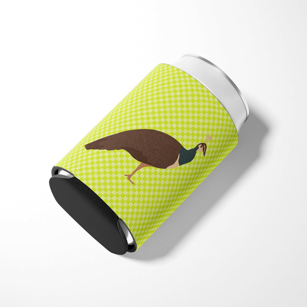 Indian Peahen Peafowl Green Can or Bottle Hugger Cooler Sleeve for Standard 12 oz Cans, Insulated Foam Beer & Soda Can Hugger Reusable