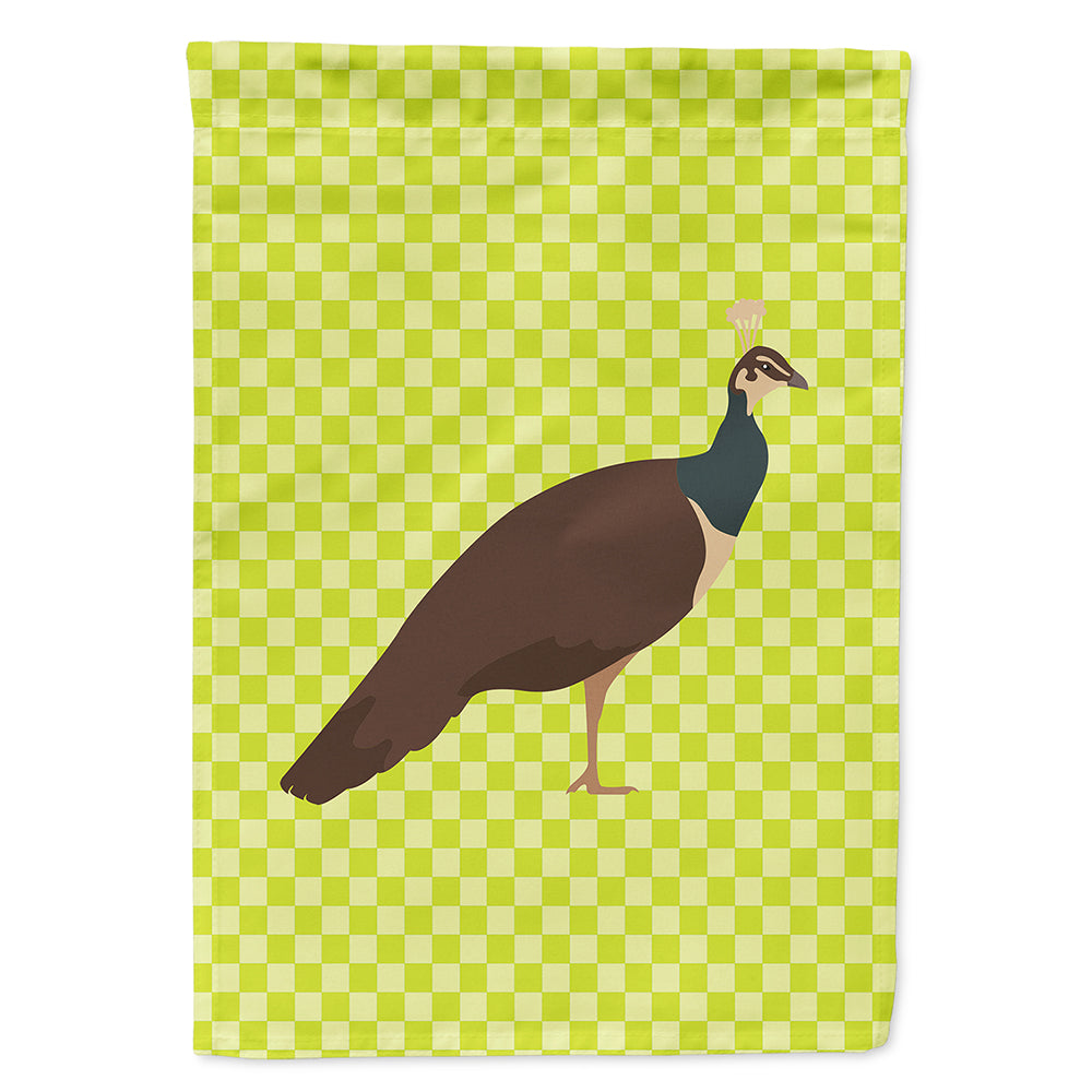 Indian Peahen Peafowl Green House Flag 28x40 Porch Sleeve Pole Decorative Outside Yard Banner Artwork Wall Hanging, Polyester