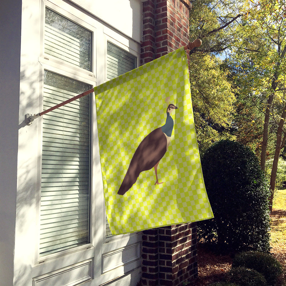 Indian Peahen Peafowl Green House Flag 28x40 Porch Sleeve Pole Decorative Outside Yard Banner Artwork Wall Hanging, Polyester
