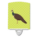 Indian Peahen Peafowl Green Ceramic Night Light Compact, UL-Certified, Ideal for Bedroom, Bathroom, Nursery, Hallway, Kitchen, 6x4x3, Multicolor