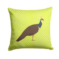 Indian Peahen Peafowl Green Decorative Throw Pillow 14x14 Indoor Outdoor Accent Cushion, Fabric Cover with Insert for Sofa, Bed, Porch & Living Room