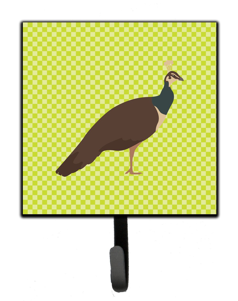 Indian Peahen Peafowl Green Leash or Key Holder Wall Hooks, Key Hooks Holder, Coat Rack Wall Mount, Coat Hooks, Hooks for Hanging Keys, Towels, Aprons, Leashes