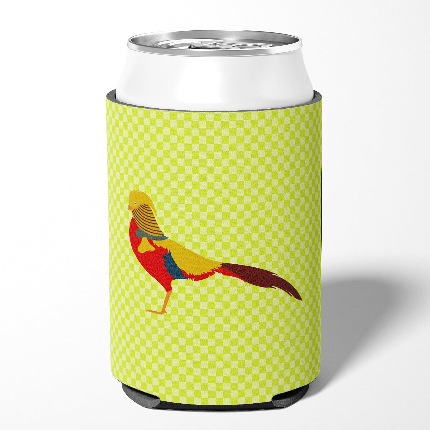 Golden or Chinese Pheasant Green Can or Bottle Hugger Cooler Sleeve for Standard 12 oz Cans, Insulated Foam Beer & Soda Can Hugger Reusable