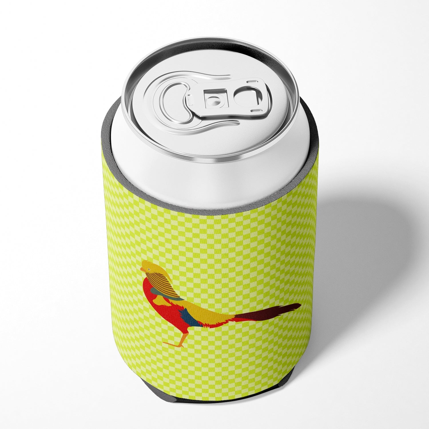 Golden or Chinese Pheasant Green Can or Bottle Hugger Cooler Sleeve for Standard 12 oz Cans, Insulated Foam Beer & Soda Can Hugger Reusable