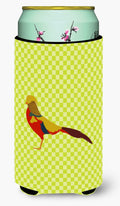 Golden or Chinese Pheasant Green Tall Boy Hugger Can Cooler Sleeve Machine Washable Drink Collapsible Insulator Beverage Insulated Holder