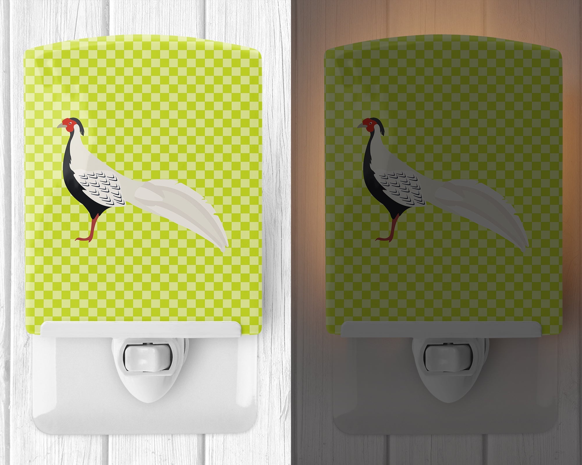 Silver Pheasant Green Ceramic Night Light Compact, UL-Certified, Ideal for Bedroom, Bathroom, Nursery, Hallway, Kitchen, 6x4x3, Multicolor