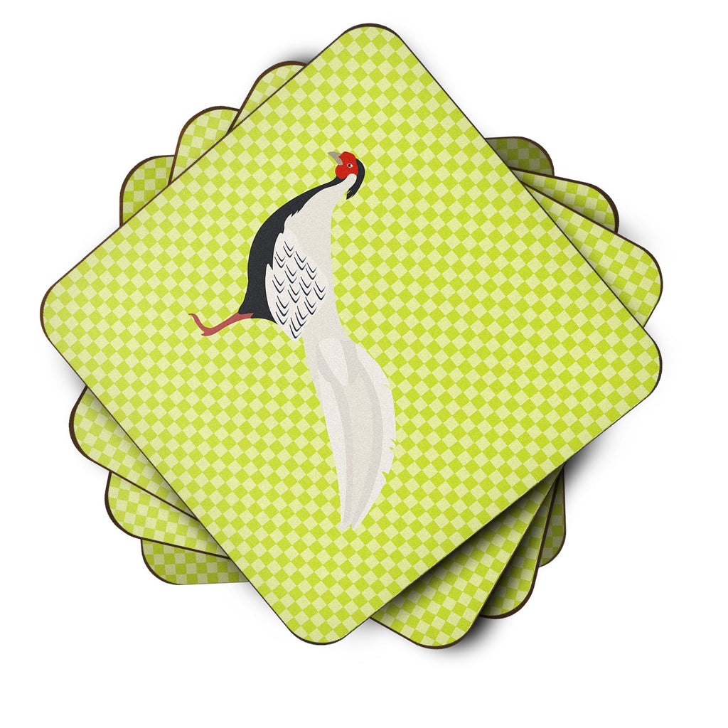 Silver Pheasant Green Foam Coasters Set of 4 Cup Coasters for Indoor Outdoor, Tabletop Protection, Anti Slip, Mouse pad Material