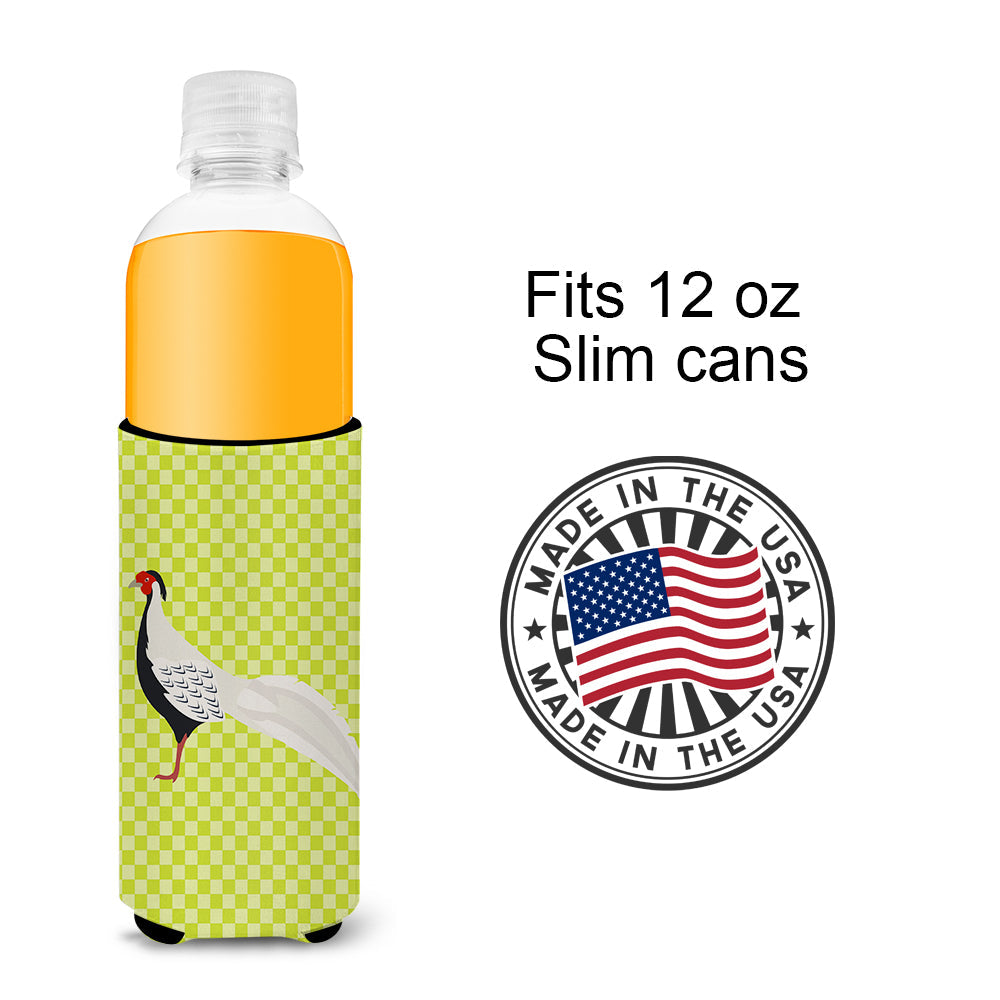 Silver Pheasant Green Slim Can Hugger , Insulated Foam Hugger for 12 oz Slim Cans, Beer Bottles & Water Bottles, Printed in USA