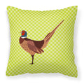 Ring-necked Common Pheasant Green Decorative Throw Pillow 18x18 Indoor Outdoor Accent Cushion, Fabric Cover with Insert for Sofa, Bed, Porch & Living Room