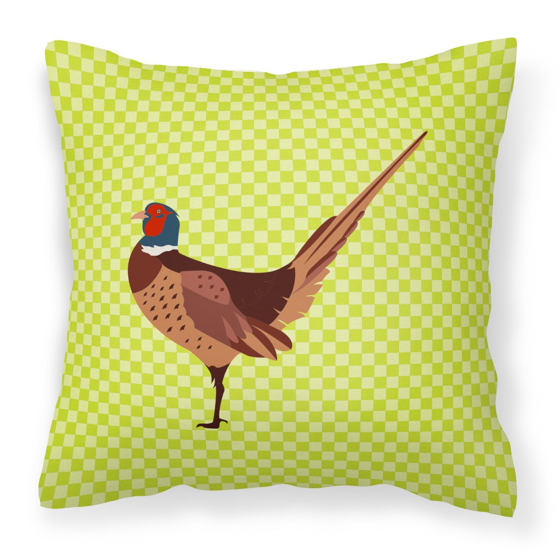Ring-necked Common Pheasant Green Decorative Throw Pillow 18x18 Indoor Outdoor Accent Cushion, Fabric Cover with Insert for Sofa, Bed, Porch & Living Room