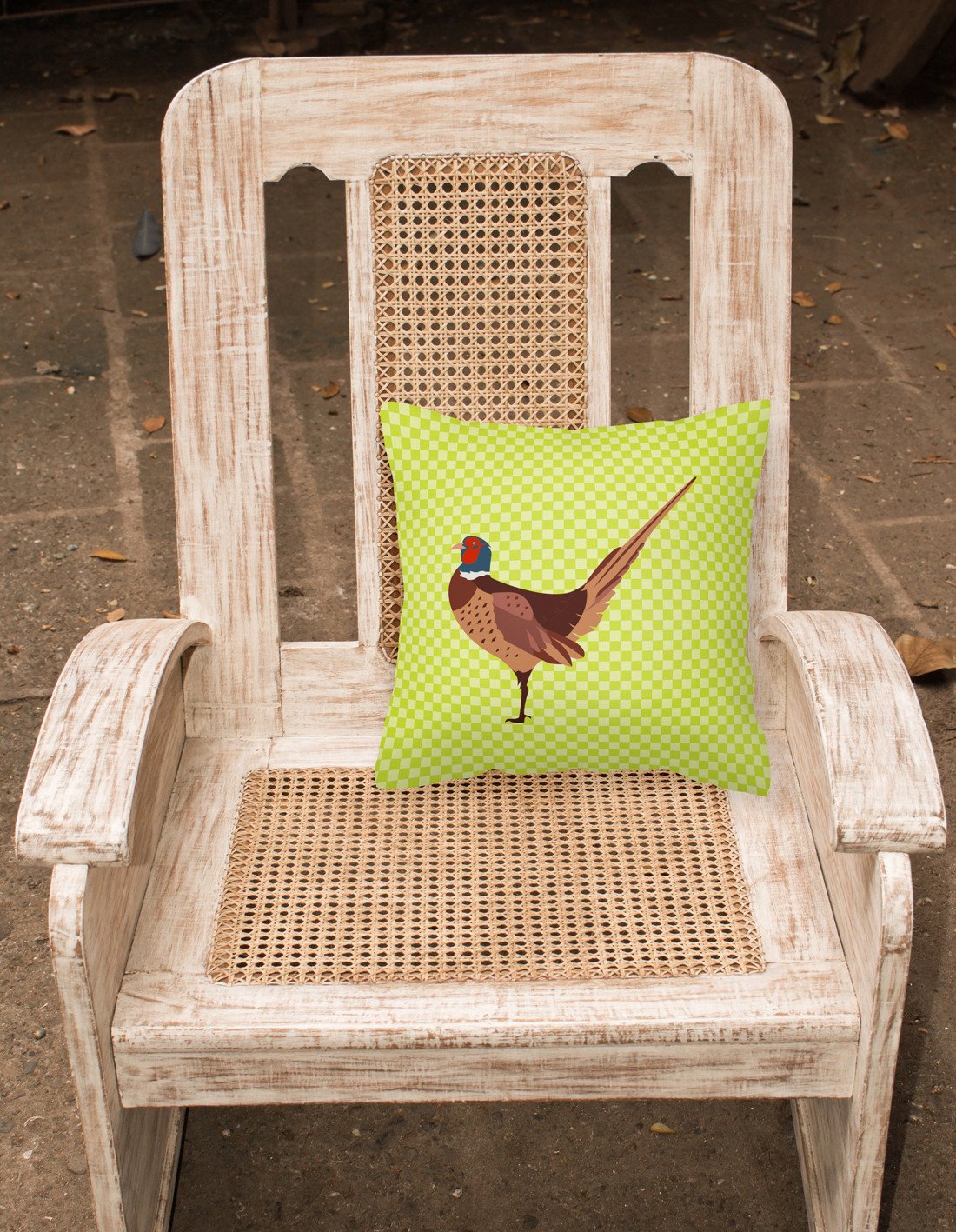 Ring-necked Common Pheasant Green Decorative Throw Pillow 18x18 Indoor Outdoor Accent Cushion, Fabric Cover with Insert for Sofa, Bed, Porch & Living Room