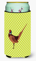 Ring-necked Common Pheasant Green Tall Boy Hugger Can Cooler Sleeve Machine Washable Drink Collapsible Insulator Beverage Insulated Holder