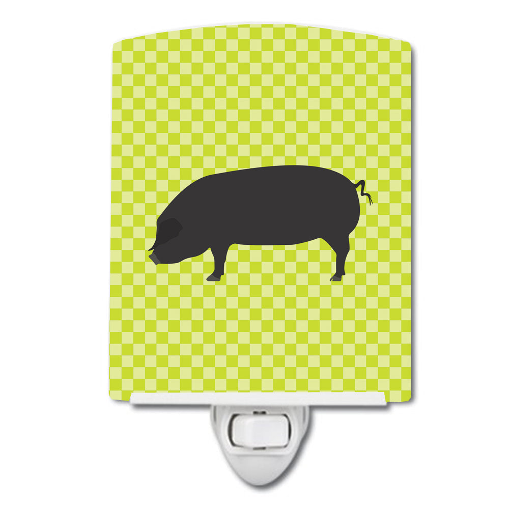 Devon Large Black Pig Green Ceramic Night Light Compact, UL-Certified, Ideal for Bedroom, Bathroom, Nursery, Hallway, Kitchen, 6x4x3, Multicolor