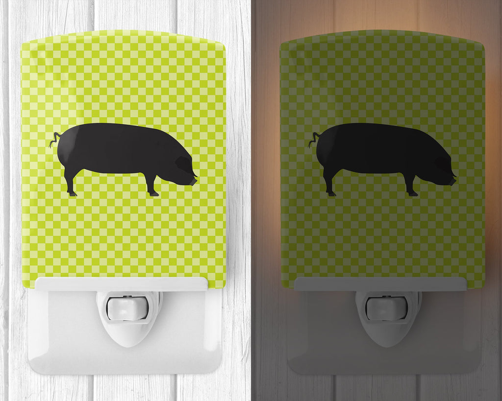 Devon Large Black Pig Green Ceramic Night Light Compact, UL-Certified, Ideal for Bedroom, Bathroom, Nursery, Hallway, Kitchen, 6x4x3, Multicolor