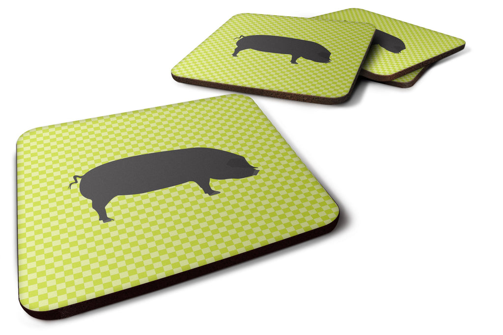 Devon Large Black Pig Green Foam Coasters Set of 4 Cup Coasters for Indoor Outdoor, Tabletop Protection, Anti Slip, Mouse pad Material