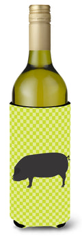 Devon Large Black Pig Green Wine Bottle Hugger Gift Sleeve for Standard 750 ml Bottles, Insulated Reusable Also Fits Mini Shot & Pint Bottles