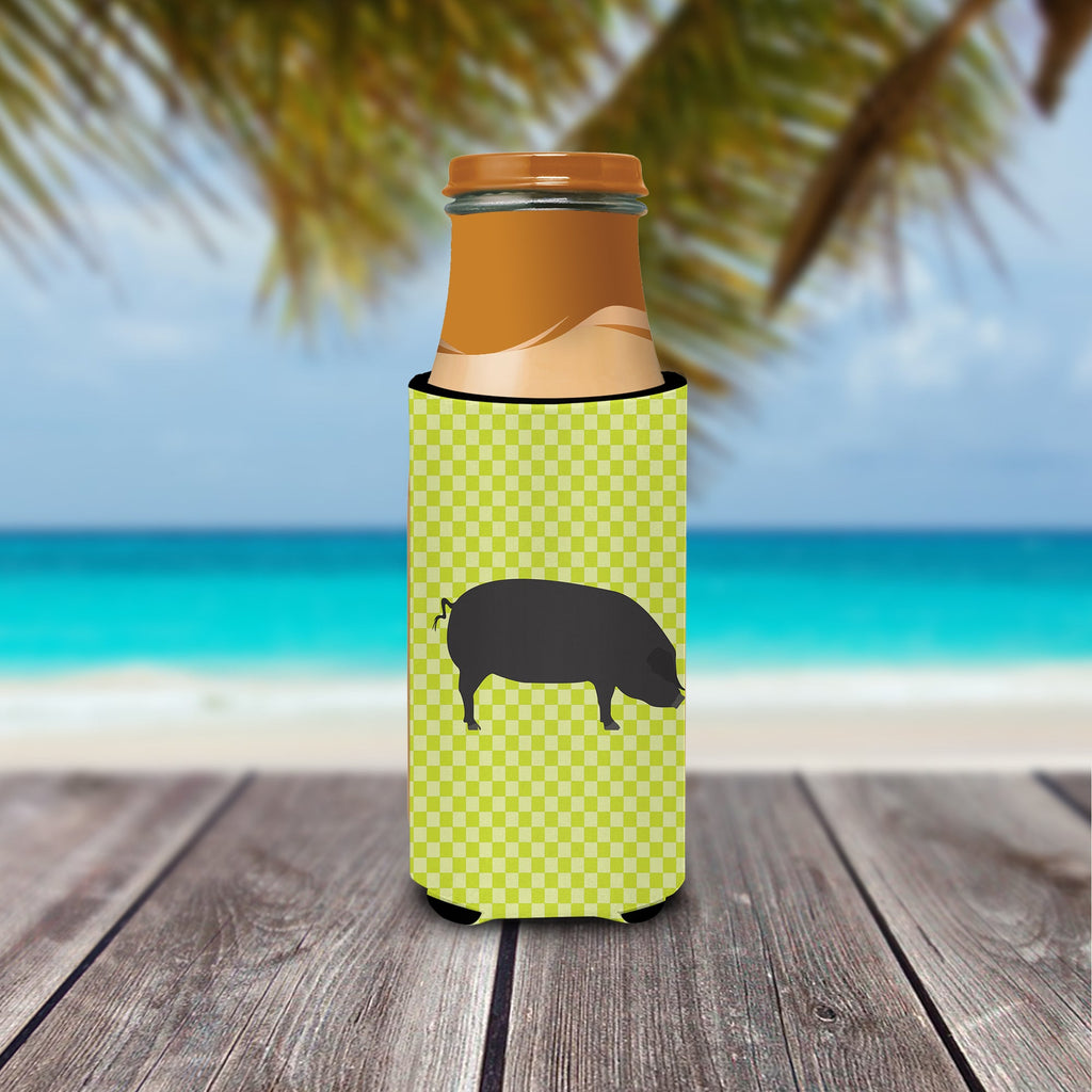 Devon Large Black Pig Green Slim Can Hugger , Insulated Foam Hugger for 12 oz Slim Cans, Beer Bottles & Water Bottles, Printed in USA
