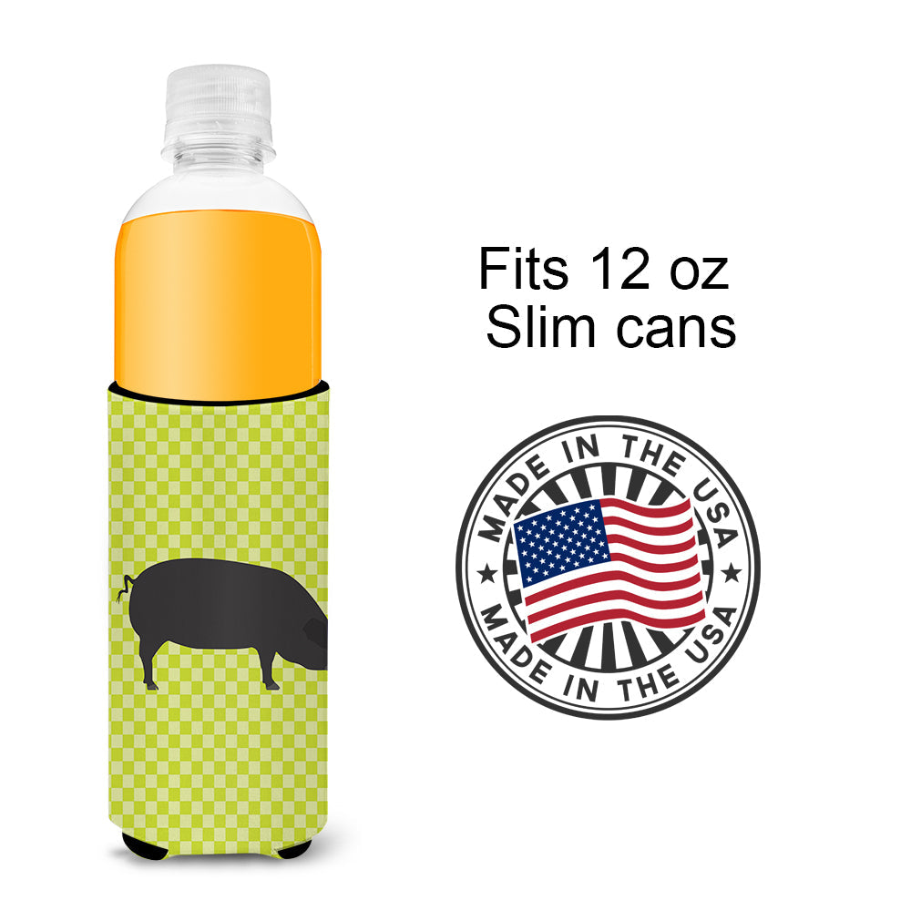 Devon Large Black Pig Green Slim Can Hugger , Insulated Foam Hugger for 12 oz Slim Cans, Beer Bottles & Water Bottles, Printed in USA