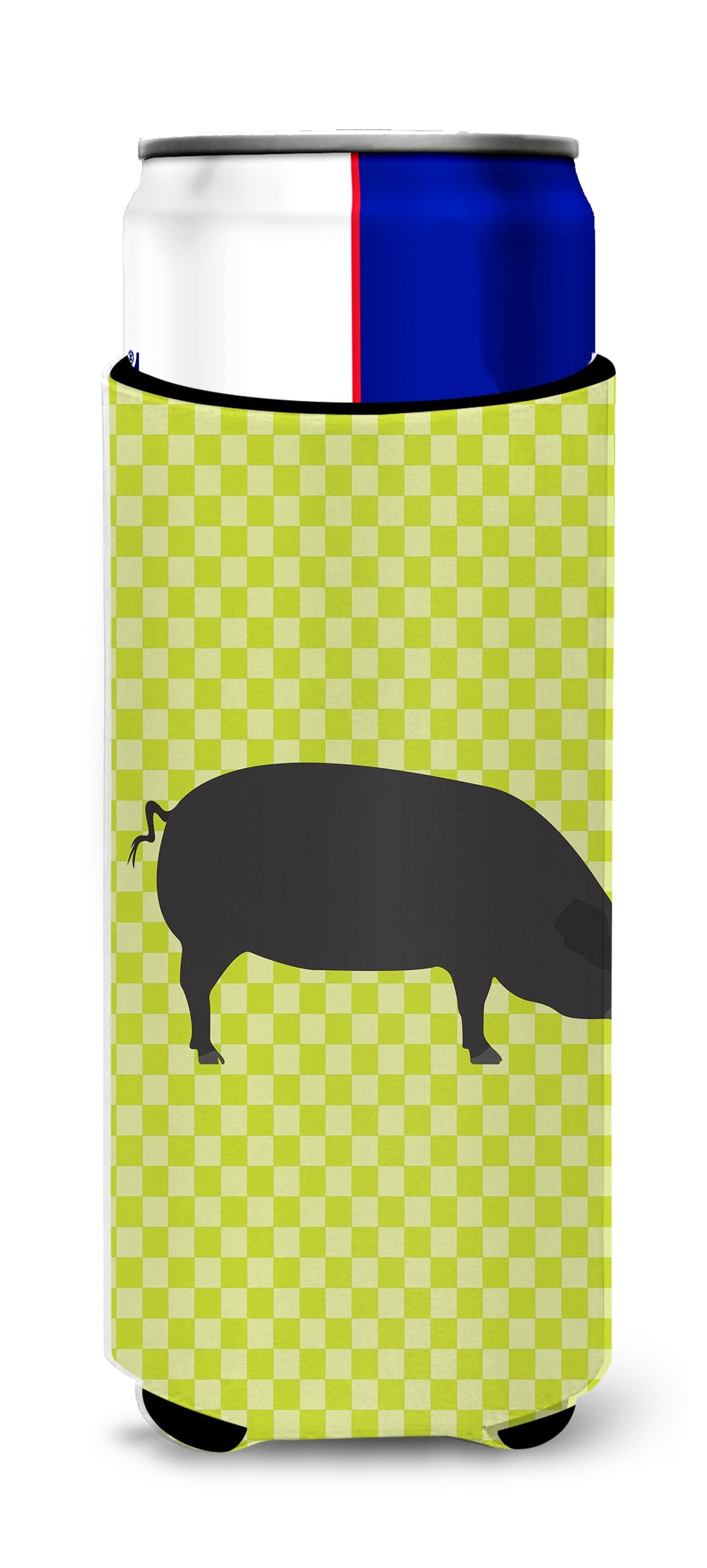 Devon Large Black Pig Green Slim Can Hugger , Insulated Foam Hugger for 12 oz Slim Cans, Beer Bottles & Water Bottles, Printed in USA