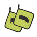 Devon Large Black Pig Green Pot Holder Set of 2 Heat Resistant Quilted Hot Pads 7.5 x 7.5 Inch, Insulated Kitchen Trivets for Cooking & Baking