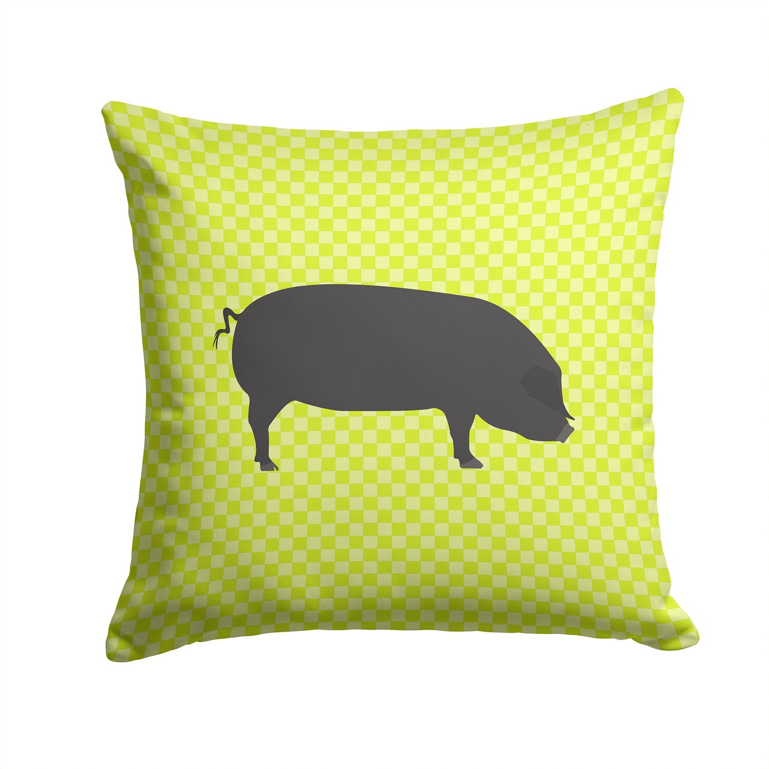 Devon Large Black Pig Green Decorative Throw Pillow 14x14 Indoor Outdoor Accent Cushion, Fabric Cover with Insert for Sofa, Bed, Porch & Living Room
