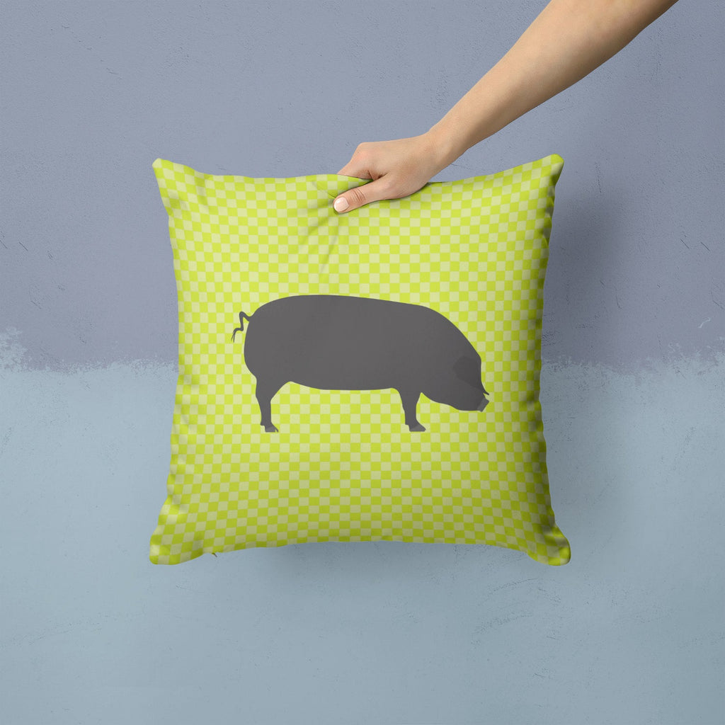 Devon Large Black Pig Green Decorative Throw Pillow 14x14 Indoor Outdoor Accent Cushion, Fabric Cover with Insert for Sofa, Bed, Porch & Living Room