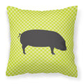 Devon Large Black Pig Green Decorative Throw Pillow 18x18 Indoor Outdoor Accent Cushion, Fabric Cover with Insert for Sofa, Bed, Porch & Living Room