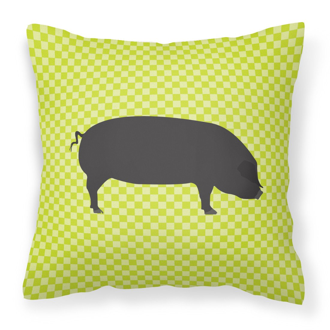 Devon Large Black Pig Green Decorative Throw Pillow 18x18 Indoor Outdoor Accent Cushion, Fabric Cover with Insert for Sofa, Bed, Porch & Living Room