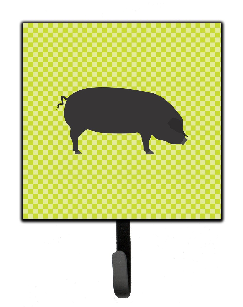 Devon Large Black Pig Green Leash or Key Holder Wall Hooks, Key Hooks Holder, Coat Rack Wall Mount, Coat Hooks, Hooks for Hanging Keys, Towels, Aprons, Leashes