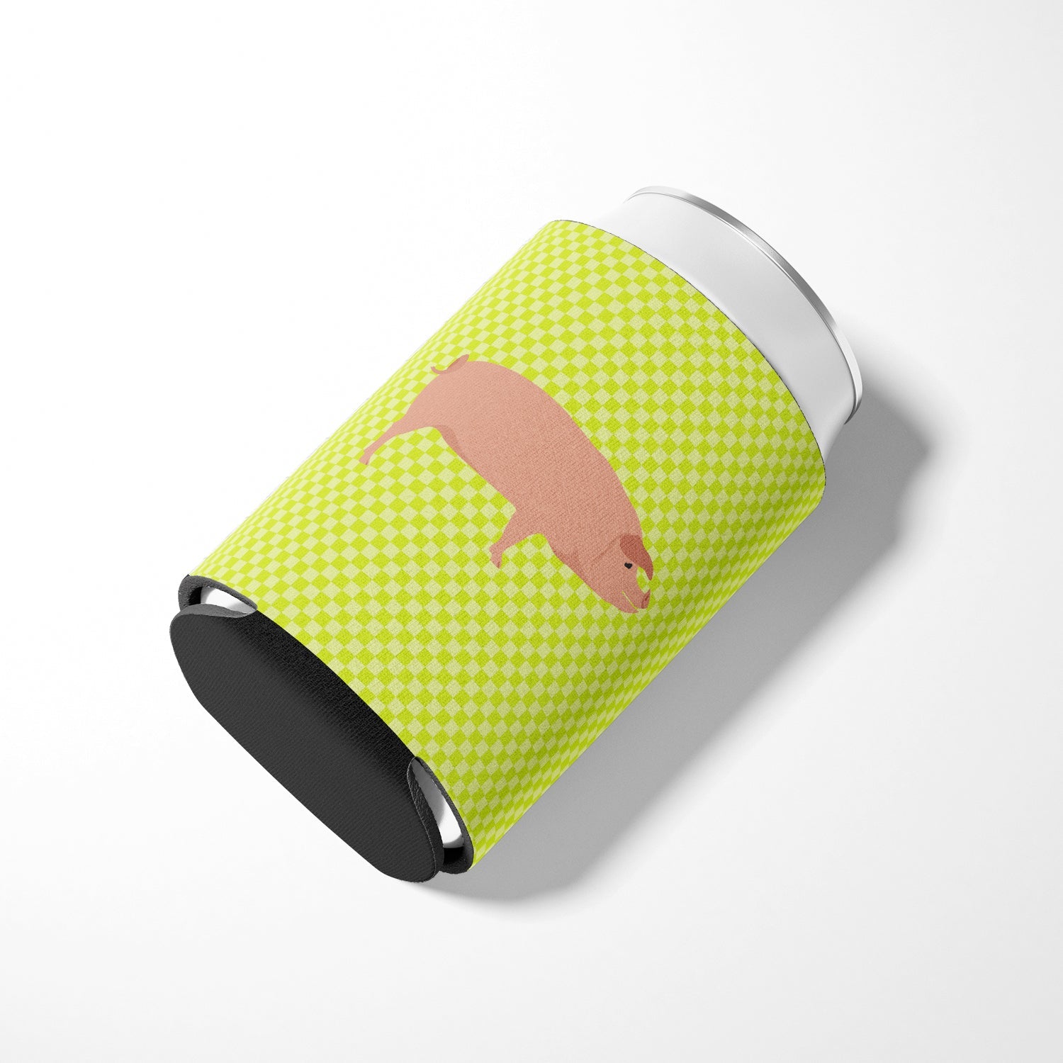 American Landrace Pig Green Can or Bottle Hugger Cooler Sleeve for Standard 12 oz Cans, Insulated Foam Beer & Soda Can Hugger Reusable