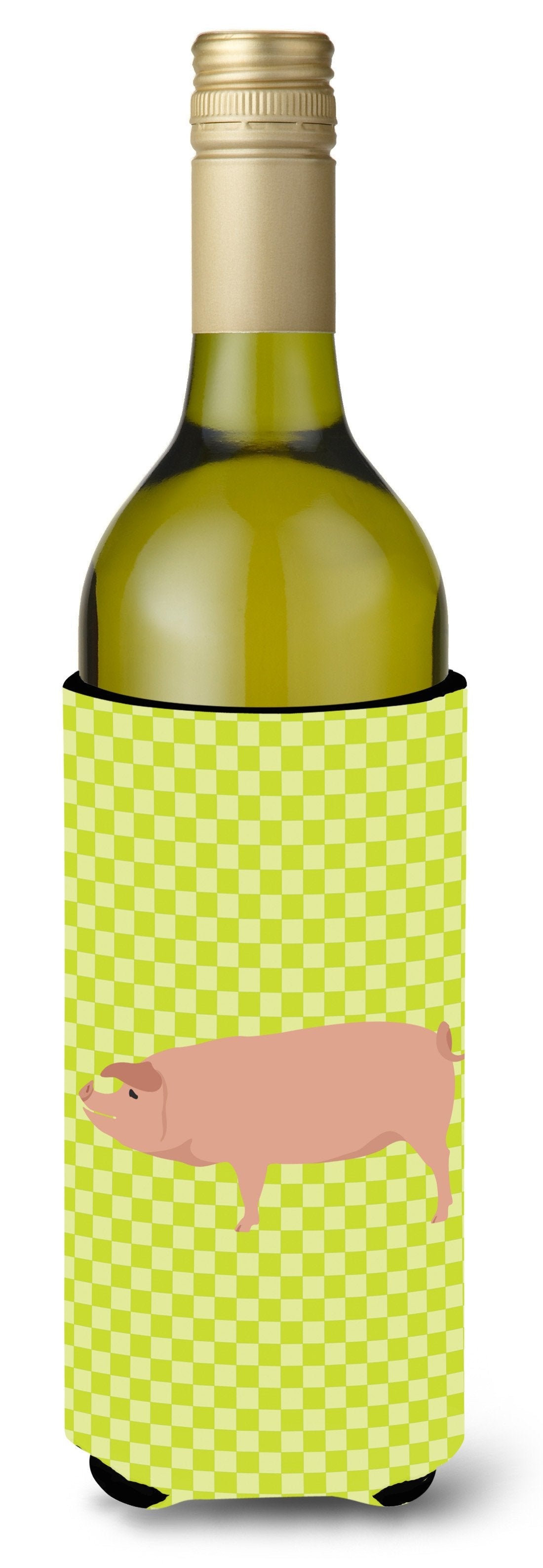 American Landrace Pig Green Wine Bottle Hugger Gift Sleeve for Standard 750 ml Bottles, Insulated Reusable Also Fits Mini Shot & Pint Bottles