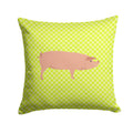 American Landrace Pig Green Decorative Throw Pillow 14x14 Indoor Outdoor Accent Cushion, Fabric Cover with Insert for Sofa, Bed, Porch & Living Room