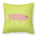 American Landrace Pig Green Decorative Throw Pillow 18x18 Indoor Outdoor Accent Cushion, Fabric Cover with Insert for Sofa, Bed, Porch & Living Room