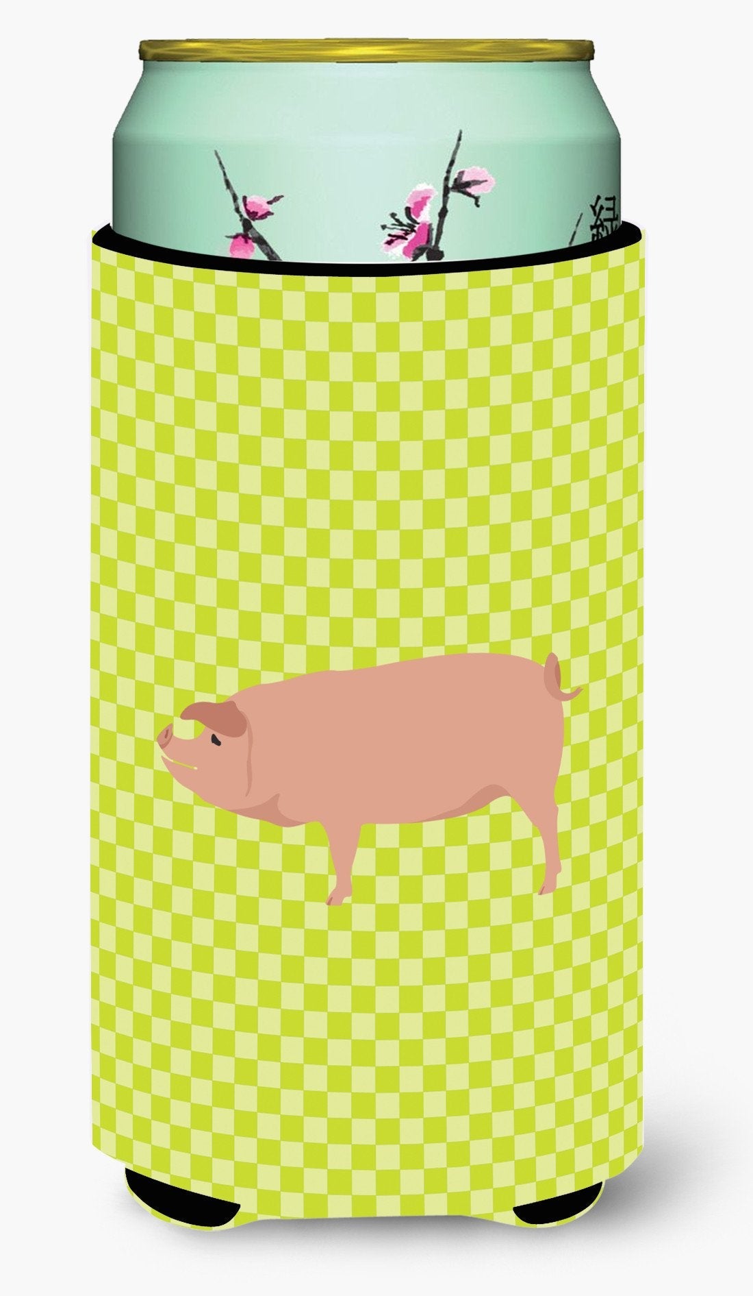American Landrace Pig Green Tall Boy Hugger Can Cooler Sleeve Machine Washable Drink Collapsible Insulator Beverage Insulated Holder