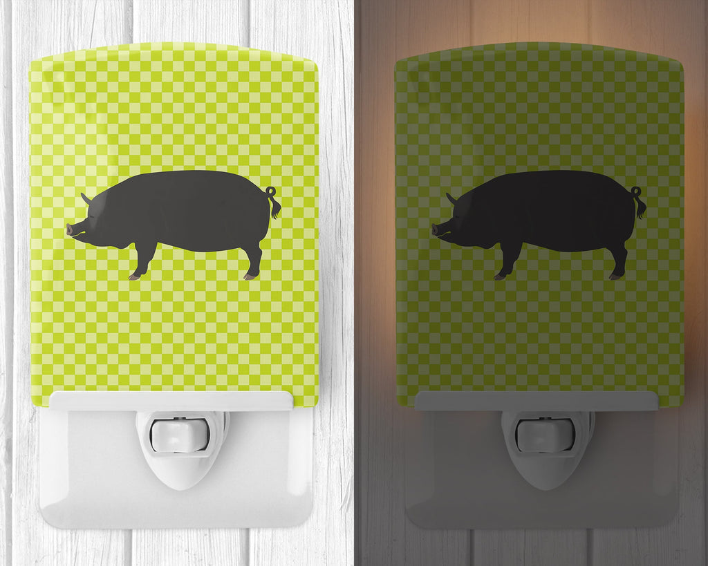 Berkshire Pig Green Ceramic Night Light Compact, UL-Certified, Ideal for Bedroom, Bathroom, Nursery, Hallway, Kitchen, 6x4x3, Multicolor