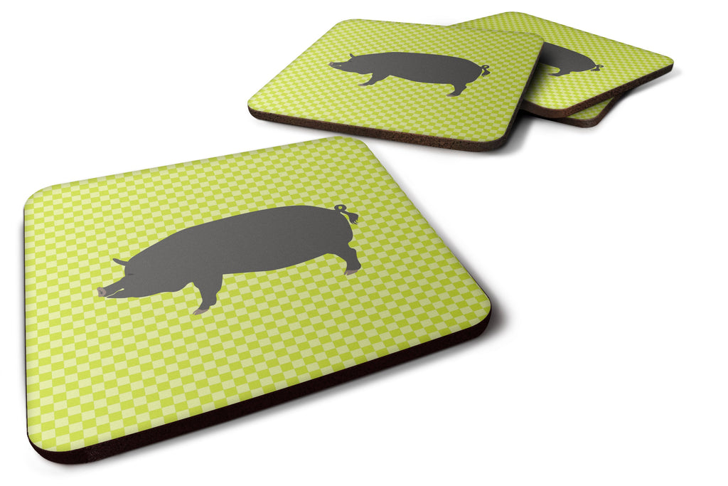 Berkshire Pig Green Foam Coasters Set of 4 Cup Coasters for Indoor Outdoor, Tabletop Protection, Anti Slip, Mouse pad Material