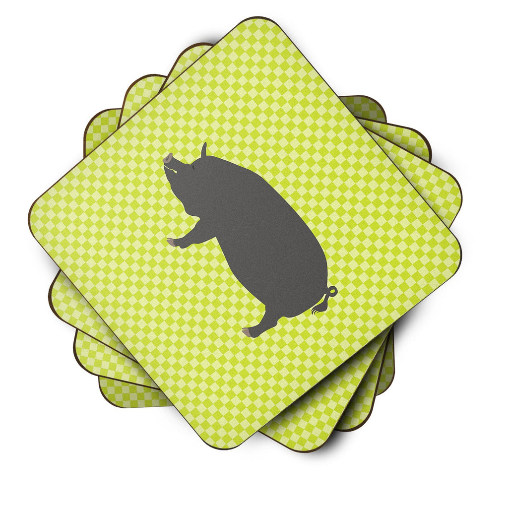 Berkshire Pig Green Foam Coasters Set of 4 Cup Coasters for Indoor Outdoor, Tabletop Protection, Anti Slip, Mouse pad Material