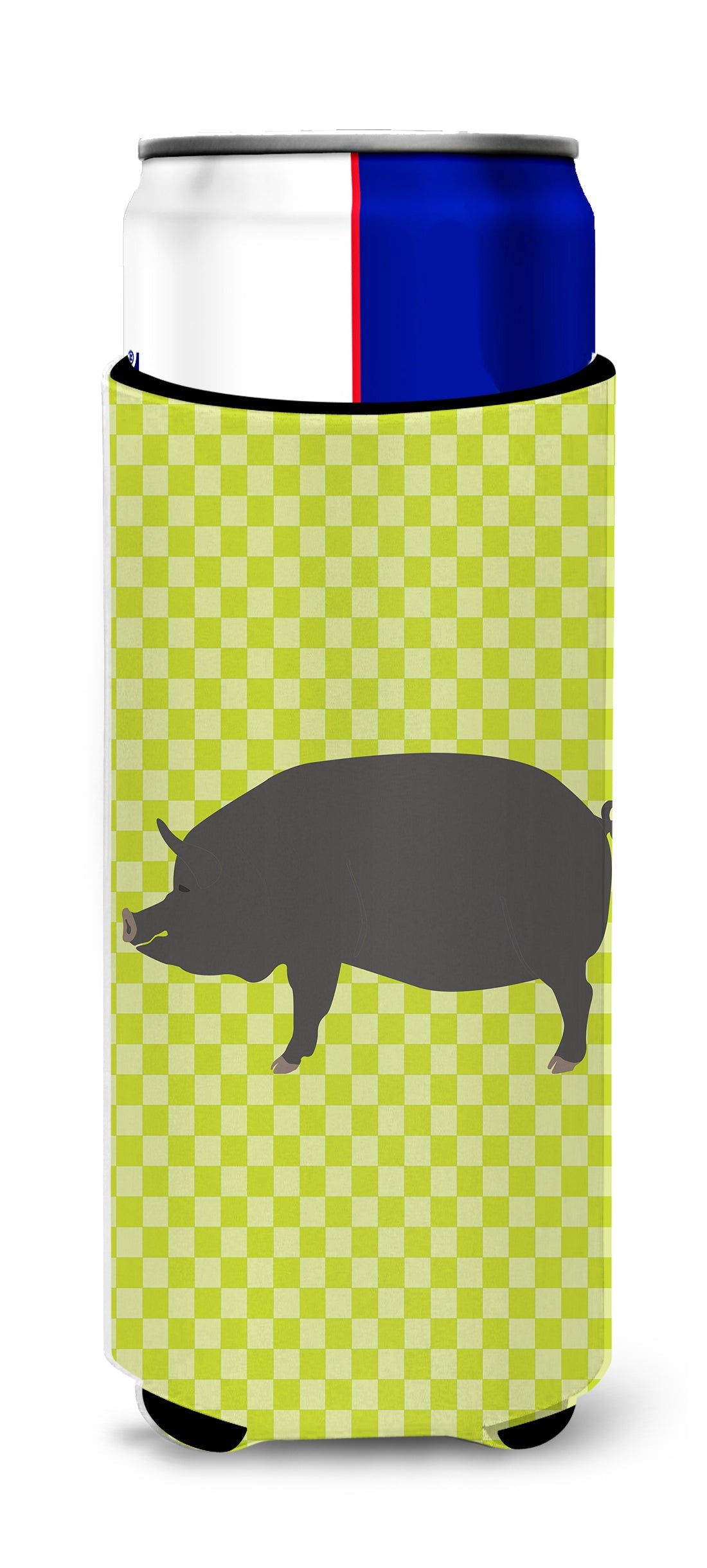 Berkshire Pig Green Slim Can Hugger , Insulated Foam Hugger for 12 oz Slim Cans, Beer Bottles & Water Bottles, Printed in USA