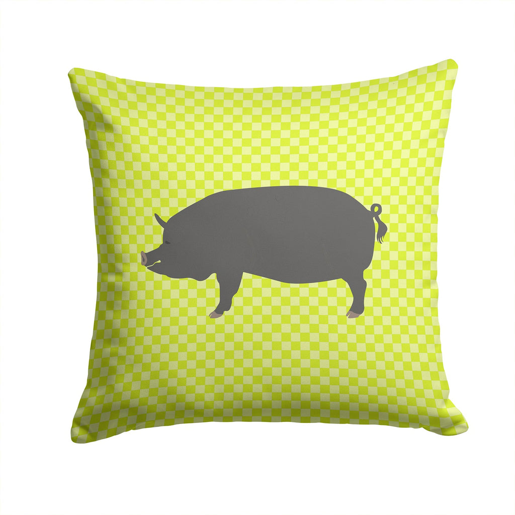 Berkshire Pig Green Decorative Throw Pillow 14x14 Indoor Outdoor Accent Cushion, Fabric Cover with Insert for Sofa, Bed, Porch & Living Room