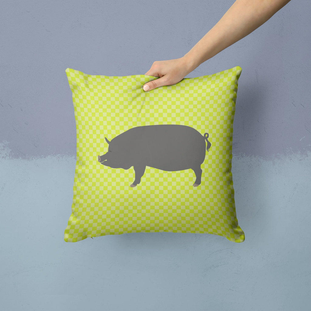 Berkshire Pig Green Decorative Throw Pillow 14x14 Indoor Outdoor Accent Cushion, Fabric Cover with Insert for Sofa, Bed, Porch & Living Room