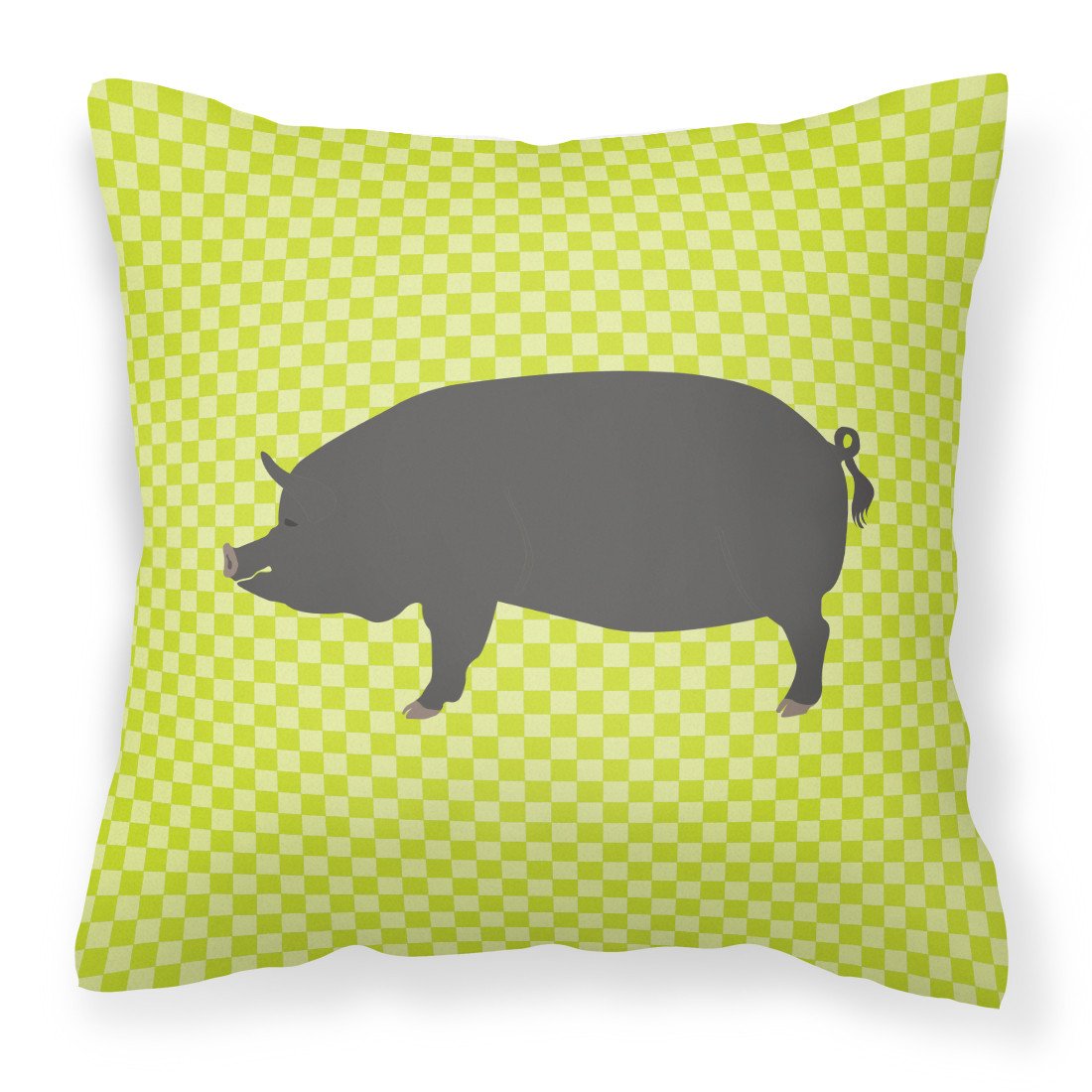 Berkshire Pig Green Decorative Throw Pillow 18x18 Indoor Outdoor Accent Cushion, Fabric Cover with Insert for Sofa, Bed, Porch & Living Room