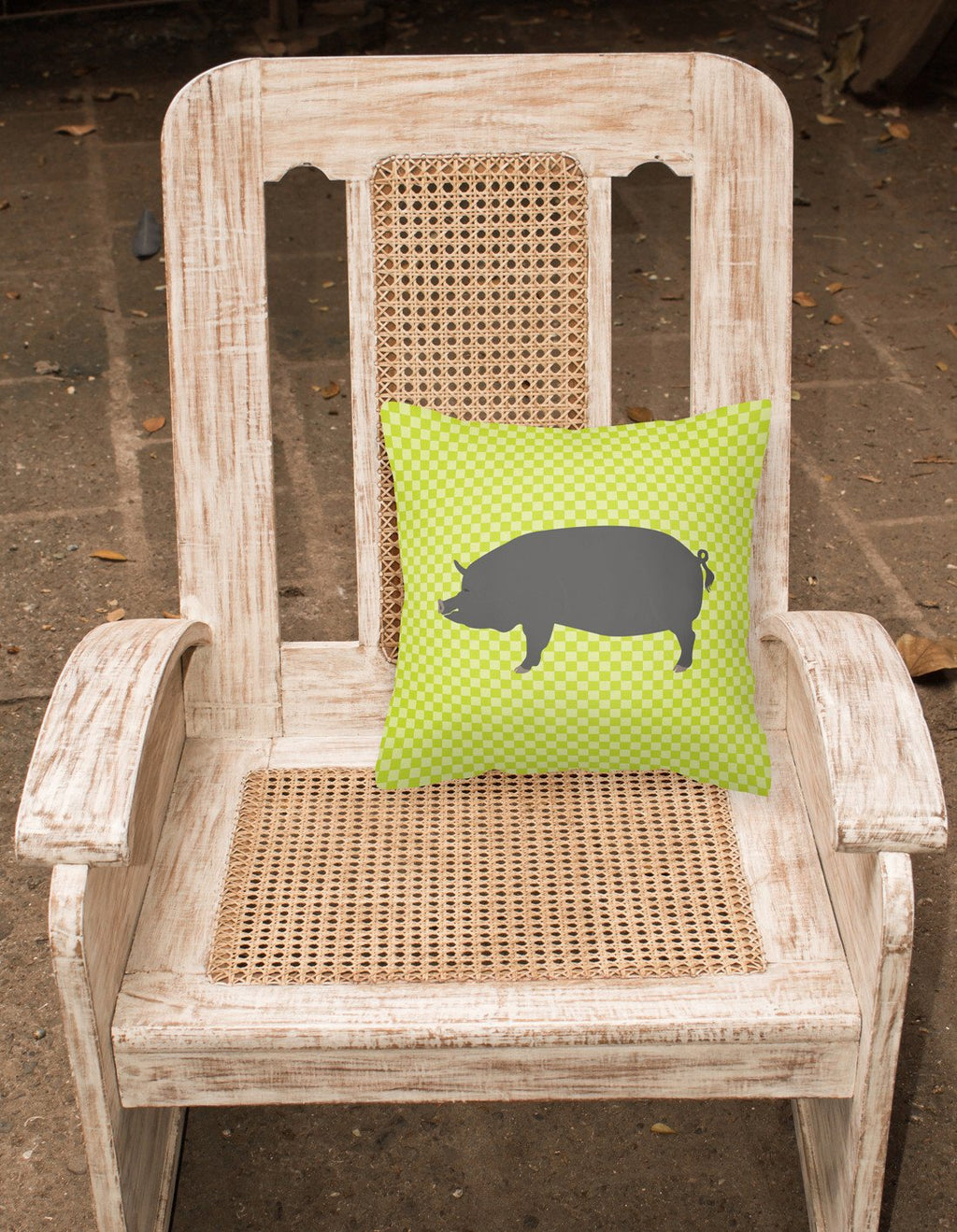 Berkshire Pig Green Decorative Throw Pillow 18x18 Indoor Outdoor Accent Cushion, Fabric Cover with Insert for Sofa, Bed, Porch & Living Room