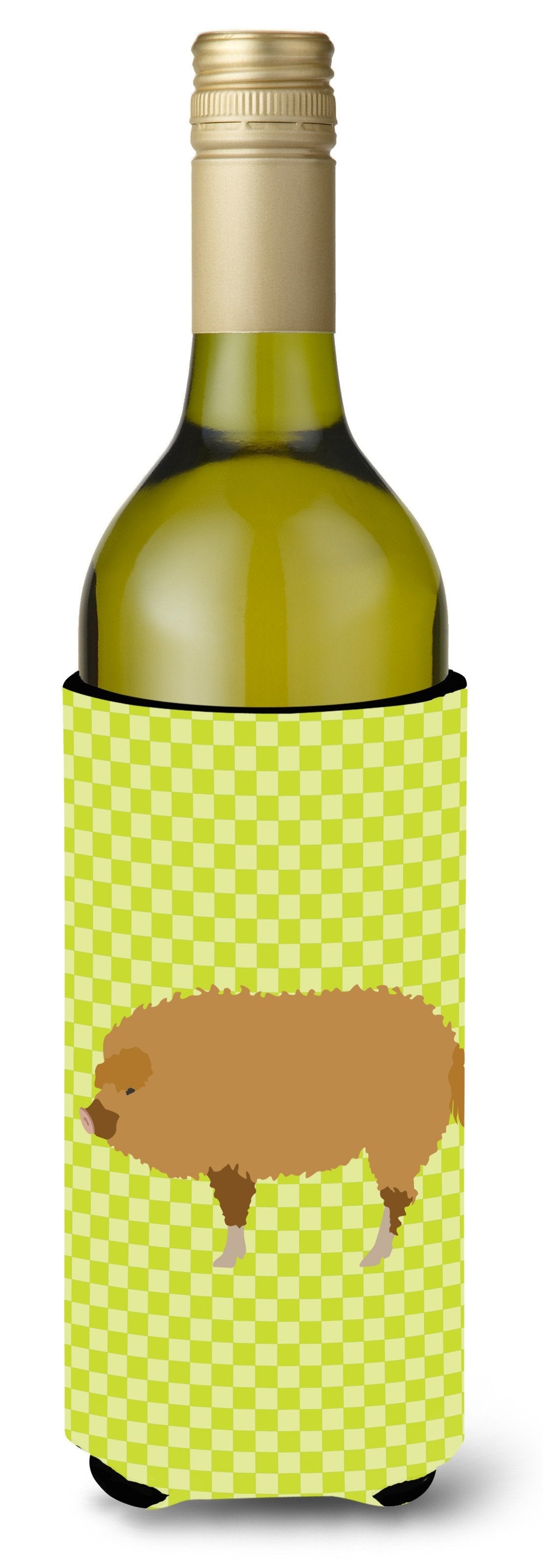 Hungarian Mangalica Pig Green Wine Bottle Hugger Gift Sleeve for Standard 750 ml Bottles, Insulated Reusable Also Fits Mini Shot & Pint Bottles