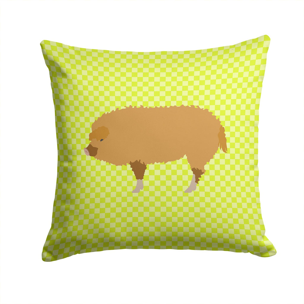 Hungarian Mangalica Pig Green Decorative Throw Pillow 14x14 Indoor Outdoor Accent Cushion, Fabric Cover with Insert for Sofa, Bed, Porch & Living Room