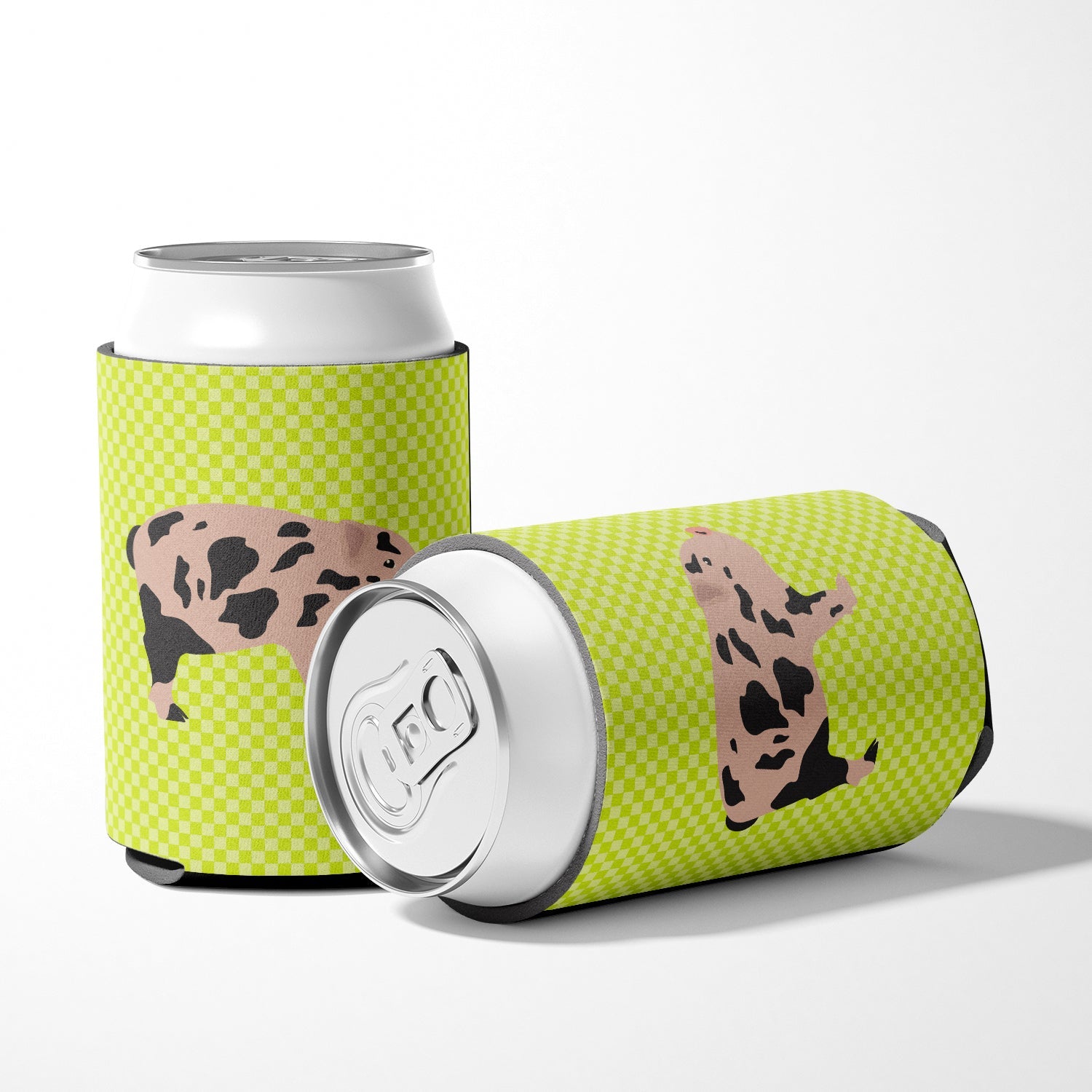 Mini Miniature Pig Green Can or Bottle Hugger Cooler Sleeve for Standard 12 oz Cans, Insulated Foam Beer & Soda Can Hugger Reusable