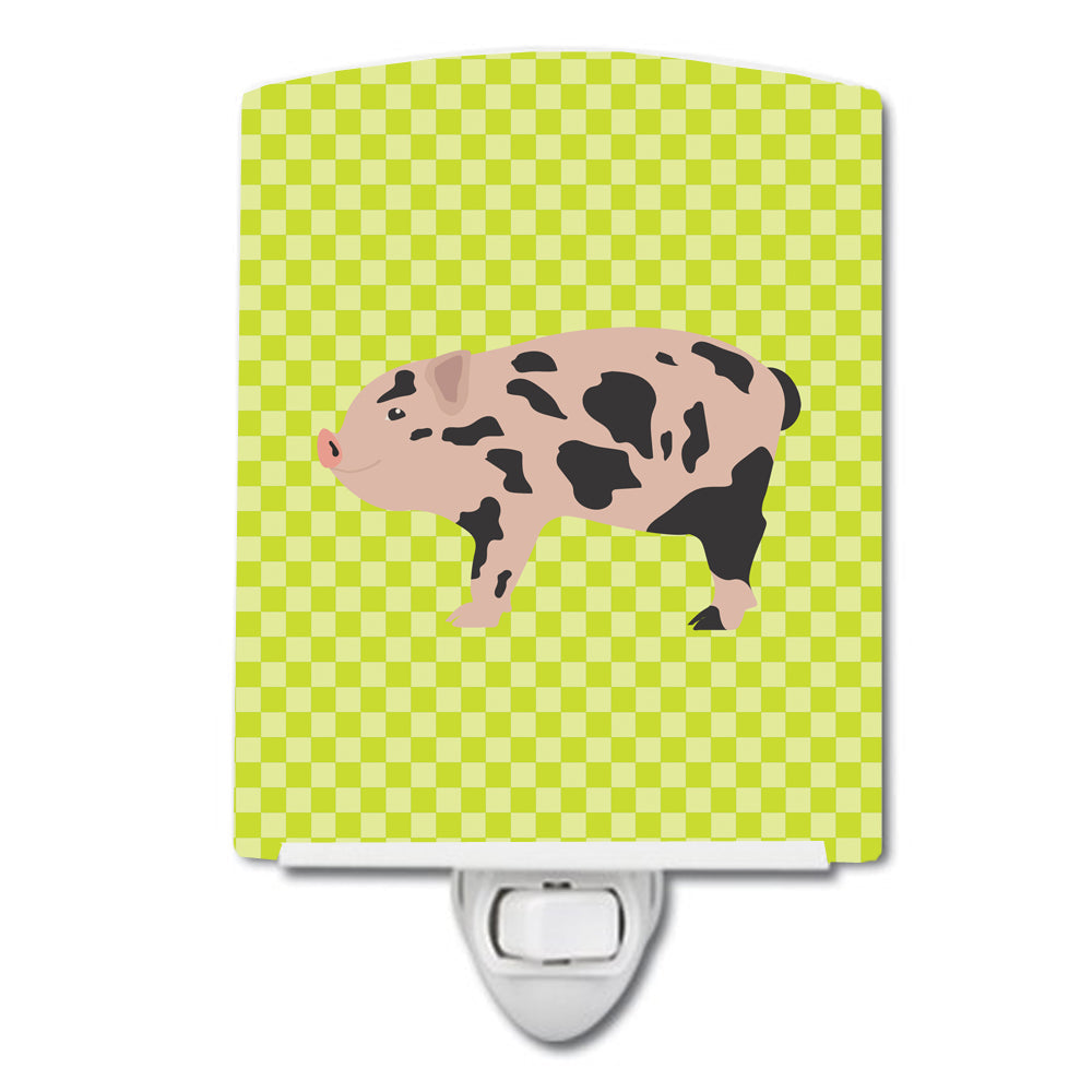 Mini Miniature Pig Green Ceramic Night Light Compact, UL-Certified, Ideal for Bedroom, Bathroom, Nursery, Hallway, Kitchen, 6x4x3, Multicolor