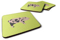 Mini Miniature Pig Green Foam Coasters Set of 4 Cup Coasters for Indoor Outdoor, Tabletop Protection, Anti Slip, Mouse pad Material